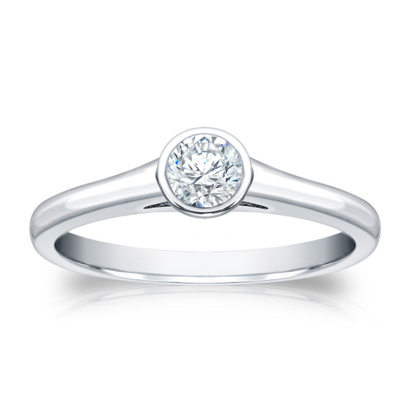 Yaffie Gold Round Diamond Bezel Solitaire Ring with a Sparkling 1/4ct TDW