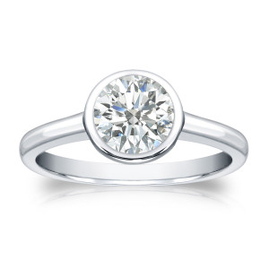 Yaffie Gold Solitaire Diamond Bezel Engagement Ring - 1 Carat TDW, Round Cut