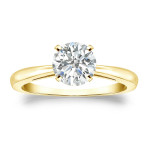1ct TDW Round-cut Diamond Solitaire Engagement Ring - Yaffie Gold