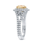 Certified Fancy Yellow Cushion-cut Diamond Ring with 2 3/4ct TDW by Yaffie Gold