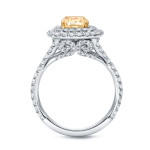 Certified Fancy Yellow Cushion-cut Diamond Ring with 2 3/4ct TDW by Yaffie Gold