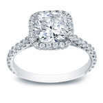 Certified Cushion Cut Diamond Halo Engagement Ring - Yaffie Gold 2ct TDW