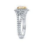 Certified Cushion-cut Fancy Yellow Diamond Ring with 2ct TDW by Yaffie Gold