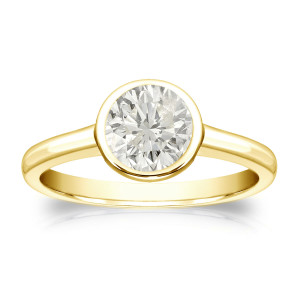 Golden Yaffie - 0.75ct Round Diamond Solitaire Engagement Ring with Bezel setting.