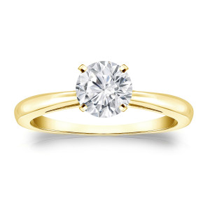 Engage in Elegance with Yaffie 3/4ct TDW Round Diamond Solitaire Ring in Gold.