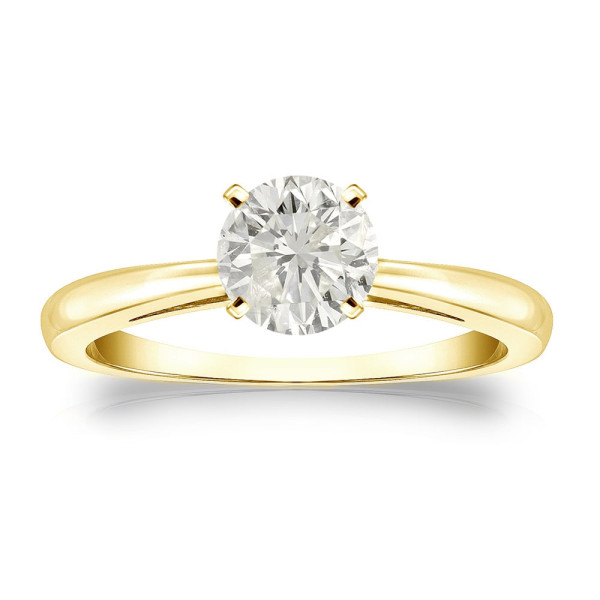 Gold Yaffie Diamond Ring with 3/4ct TDW Solitaire Cut