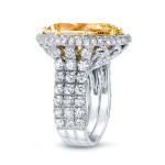 Certified Yaffie Two-Tone Gold Engagement Ring with 22 1/2ct TDW Yellow Diamond Halo