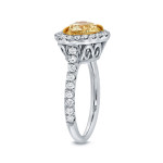 Yaffie Fancy Yellow Diamond Heart-Shaped Engagement Ring with 3ct TDW and Two-Tone Gold Certification