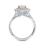 Certified Fancy Yellow Cushion-cut Diamond Ring with Two-tone Gold by Yaffie, 2 1/2ct TDW