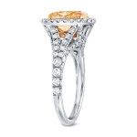 Yaffie Fancy Yellow Oval Diamond Ring in Two-tone Gold with 2 7/8ct TDW