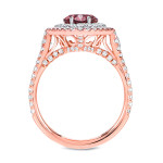 Double Halo Marquise Pink Diamond Ring with Two-Tone Gold, 3 1/8 Carat Total Diamond Weight from Yaffie.