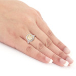 Certified Cushion-Cut Fancy Yellow Diamond Ring with Double Halo in Two-Tone Gold