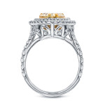 Yaffie Pear Halo Ring: Radiant 4ct Fancy Yellow Diamond in Two-tone Gold