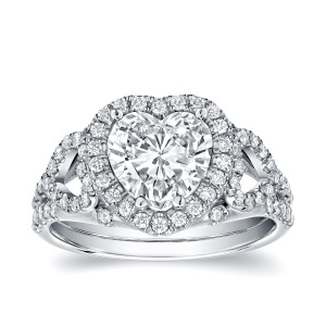 Certified Heart-Shaped Diamond Engagement Ring in Yaffie White Gold with a 1 7/8ct TDW