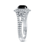 Yaffie™ Custom Black Diamond Halo Engagement Ring - 2.5ct TDW White Gold Cushion Cut