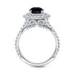 Yaffie™ Custom Black Diamond Halo Engagement Ring - 2.5ct TDW White Gold Cushion Cut