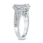 Emerald Cut Diamond Halo Engagement Ring with 2.5ct TDW by Yaffie in White Gold