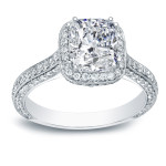 Certified Cushion Diamond Engagement Ring in Yaffie White Gold, 2.25ct TDW