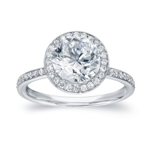 Certified Round Cut Diamond Engagement Ring - Yaffie White Gold 2 2/5ct TDW
