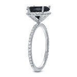 Yaffie ™ Crafts Custom White Gold Black Diamond Halo Engagement Ring with 2.6ct TDW