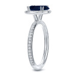 White Gold Ring with 2ct Blue Sapphire and 2/5ct TDW Diamond Halo by Yaffie