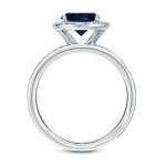 White Gold Ring with 2ct Blue Sapphire and 2/5ct TDW Diamond Halo by Yaffie