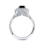 Yaffie™ Custom White Gold 2ct Cushion-Cut Black Diamond Ring - An Alluring Engagement Piece
