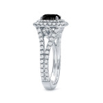 Yaffie™ Custom White Gold 2ct Cushion-Cut Black Diamond Ring - An Alluring Engagement Piece