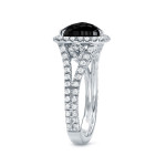 Yaffie Custom Black Cushion Diamond Ring with Split Shank and 3 1/3ct TDW in White Gold