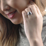 Yaffie Custom Black Cushion Halo Ring with 3 1/3ct TDW of White Gold Diamonds