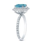 Engage in Elegance with Yaffie 3ct Blue Diamond Halo Ring.