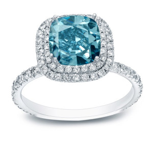 Engage in Brilliance with Yaffie Blue Diamond Halo Ring