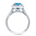 Engage in Elegance with Yaffie 3ct Blue Diamond Halo Ring.