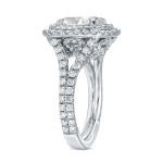Certified Cushion-cut Double Halo Engagement Ring with 4 1/5ct TDW: Yaffie White Gold Beauty