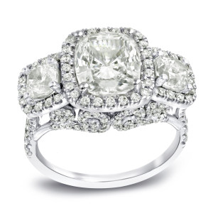 Certified Cushion Cut Diamond Ring - 5ct TDW by Yaffie White Gold