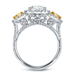 Certified Cushion Cut 5ct TDW Yaffie White Gold Diamond Ring
