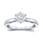 Platinum 6-Prong 2 ct. TDW Round-Cut Diamond Solitaire Engagement Ring, Certified by GIA - Yaffie