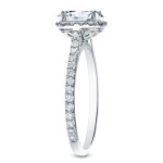 Certified Cushion Diamond Halo Engagement Ring - Yaffie Platinum - 1 1/2ct TDW