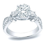 Certified Platinum Three-Stone Diamond Engagement Ring by Yaffie - 1 1/2ct Total Weight
