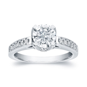 Engagement Ring with Certified Round Cut Diamond, 1 1/3 ct TDW in Yaffie Platinum