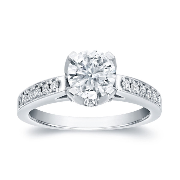 Engagement Ring with Certified Round Cut Diamond, 1 1/3 ct TDW in Yaffie Platinum