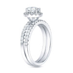 Certified Halo Bridal Set with 1 1/4ct TDW Platinum Round Diamonds by Yaffie