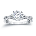 Platinum Round Cut Diamond Engagement Ring with 1 1/4ct TDW by Yaffie