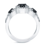 Yaffie™ Custom Platinum Halo Ring with 1 1/5ct TDW Round Black and White Diamonds