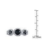 Yaffie™ Custom Platinum Halo Ring with 1 1/5ct TDW Round Black and White Diamonds