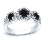 Yaffie™ Custom Platinum Halo Ring with 1 1/5ct TDW Round Black and White Diamonds