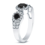 Yaffie™ Custom Platinum Halo Ring with 1 1/5ct TDW Round Black and White Diamonds