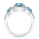 Blue and White Diamond Halo Engagement Ring with 1 1/5ct TDW in Yaffie Platinum