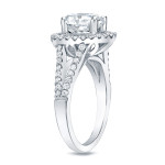 Certified Platinum Round Cut Diamond Halo Engagement Ring with 1 3/4ct TDW - Yaffie