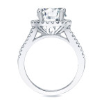 Certified Platinum Round Cut Diamond Halo Engagement Ring with 1 3/4ct TDW - Yaffie